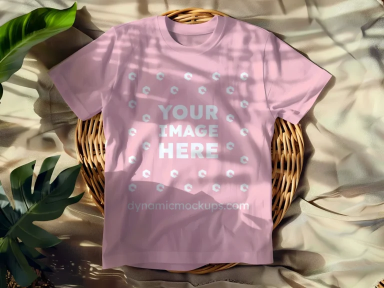 Flat LayPink T-shirt Mockup Front View Template