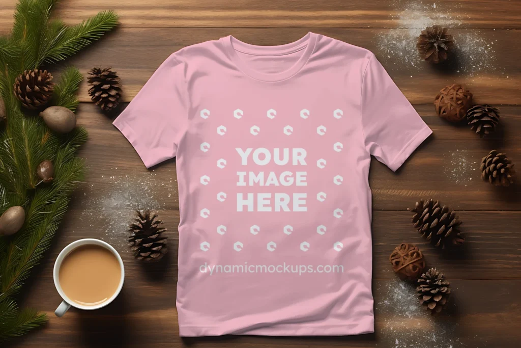 Flat Lay Pink T-shirt Mockup Front View Template