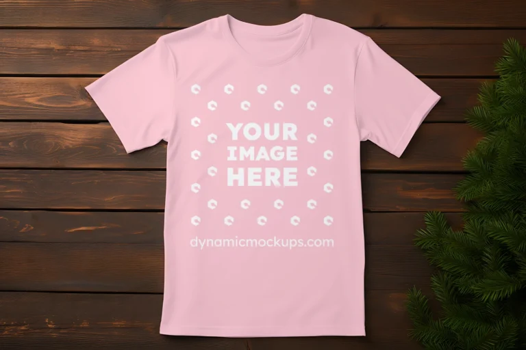 Flat Lay Pink T-shirt Mockup Front View Template