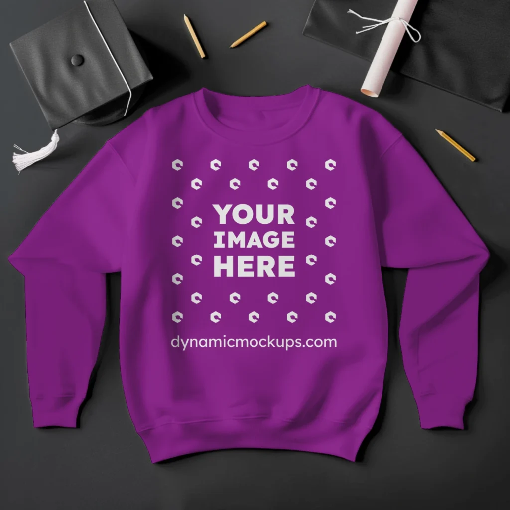 Flat Lay Purple Sweatshirt Mockup Front View Template