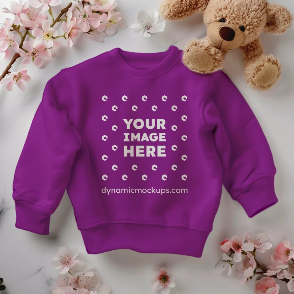 Flat Lay Purple Sweatshirt Mockup Front View Template