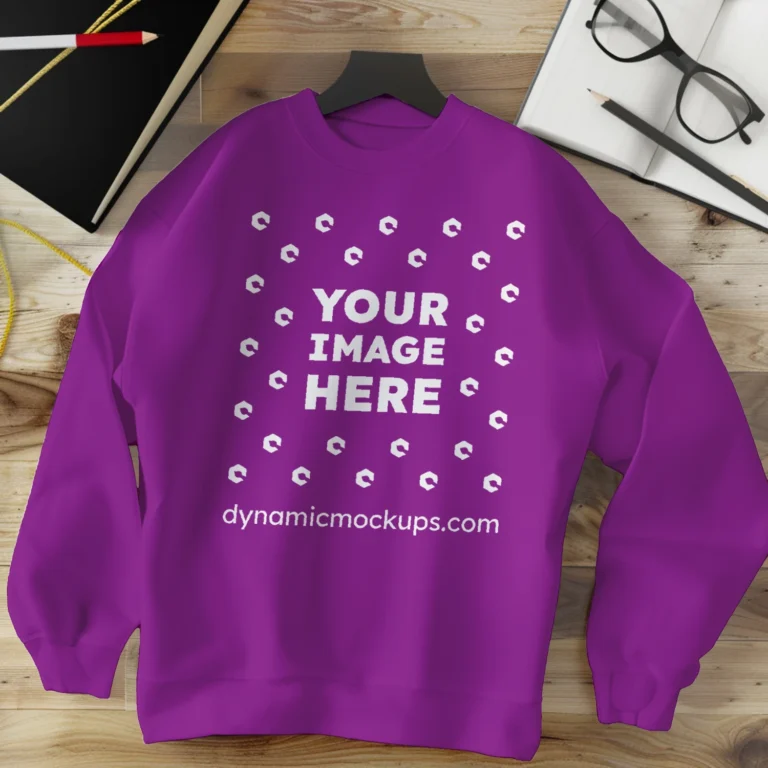 Flat Lay Purple Sweatshirt Mockup Front View Template