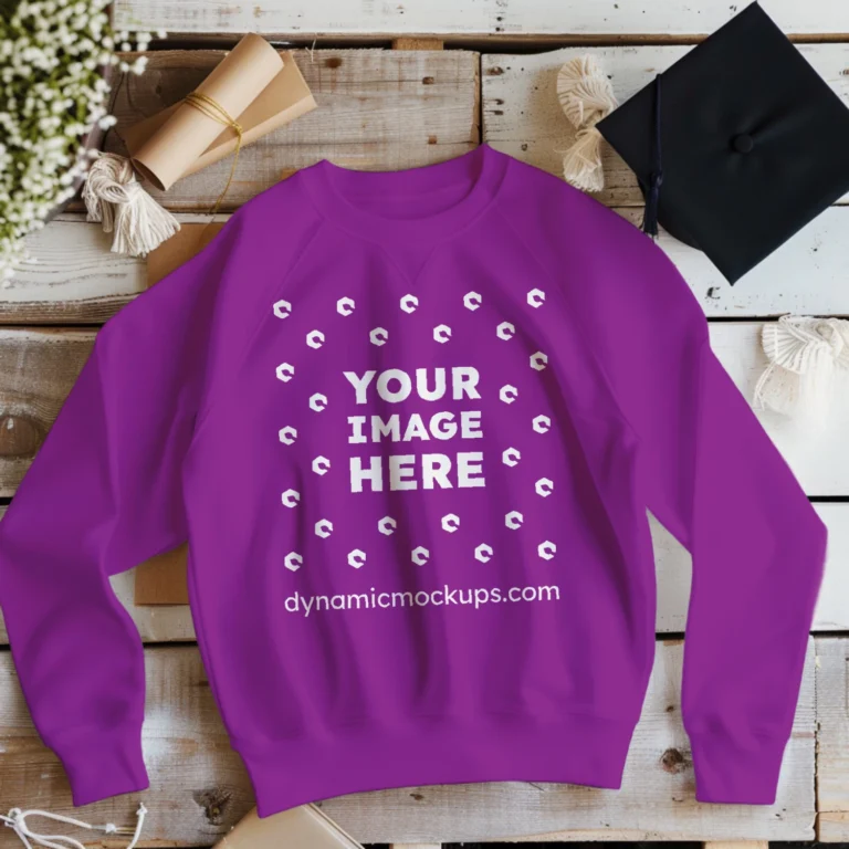 Flat Lay Purple Sweatshirt Mockup Front View Template