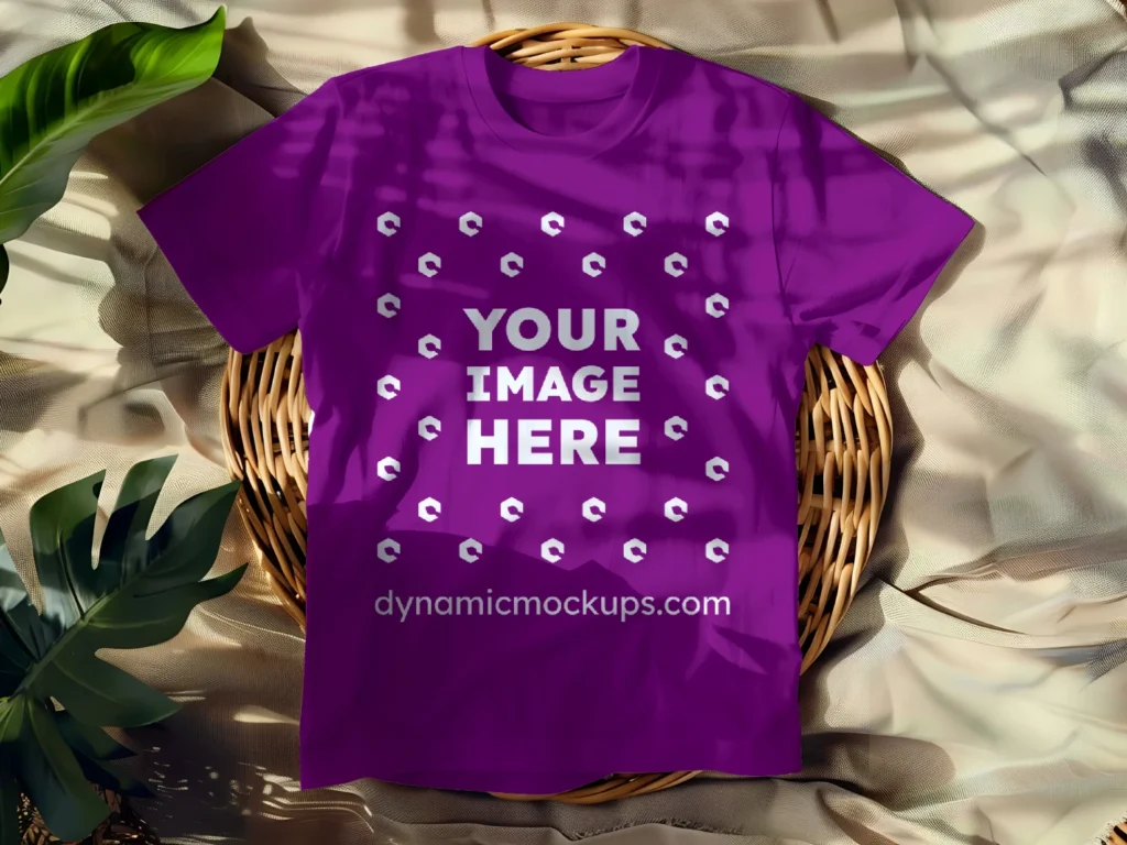 Flat LayPurple T-shirt Mockup Front View Template