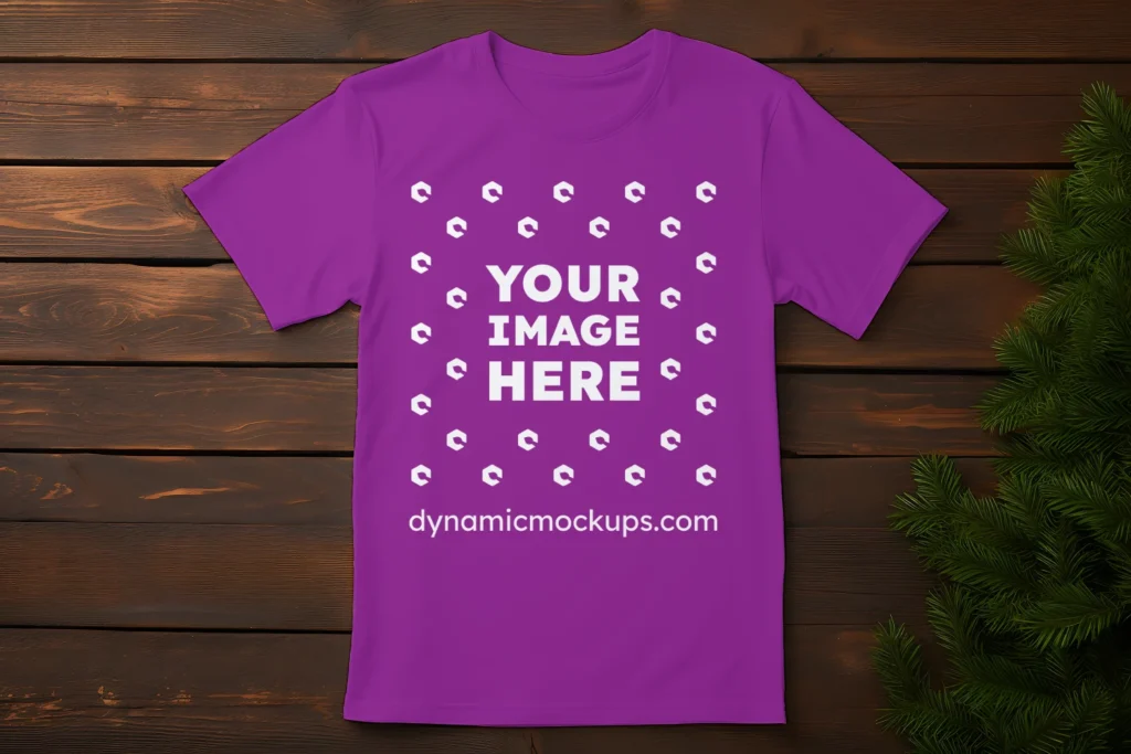 Flat Lay Purple T-shirt Mockup Front View Template