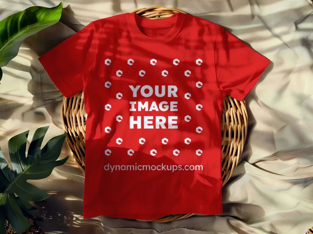 Flat LayRed T-shirt Mockup Front View Template