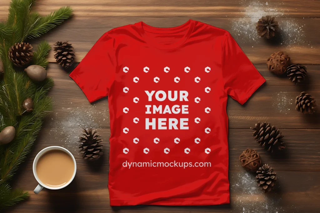 Flat Lay Red T-shirt Mockup Front View Template