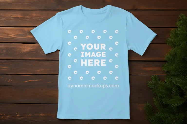 Flat Lay Sky Blue T-shirt Mockup Front View Template