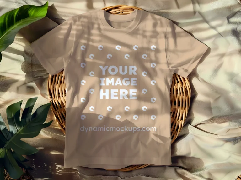 Flat LayTan T-shirt Mockup Front View Template