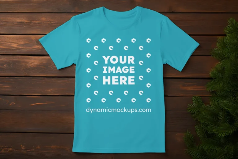 Flat Lay Teal T-shirt Mockup Front View Template