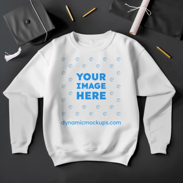 Flat Lay White Sweatshirt Mockup Front View Template