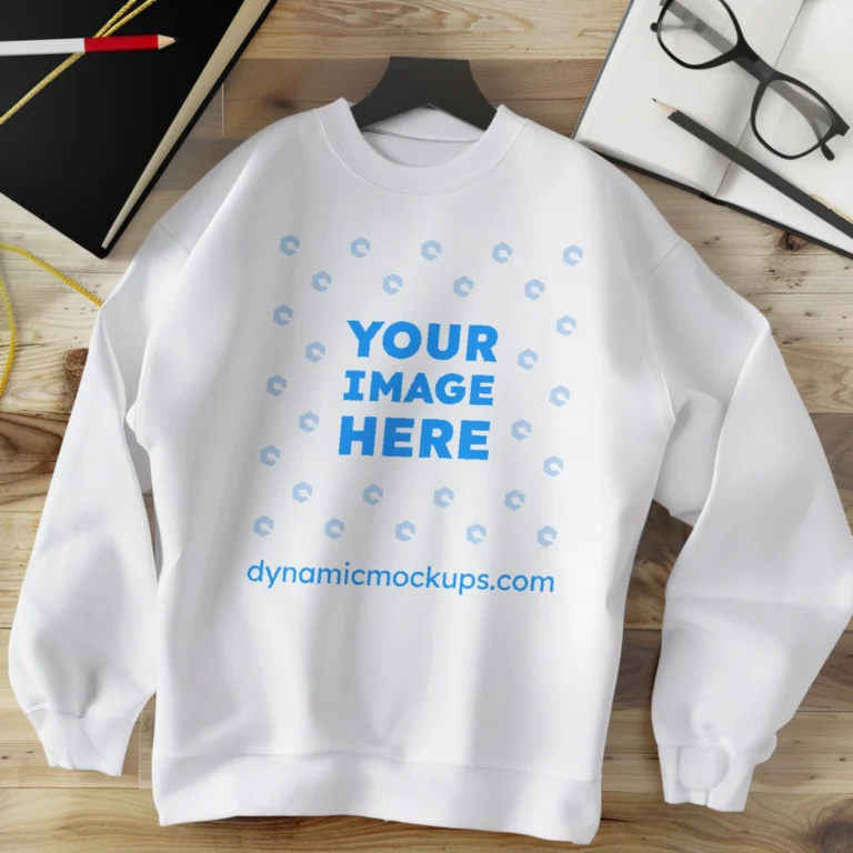 Flat Lay White Sweatshirt Mockup Front View Template