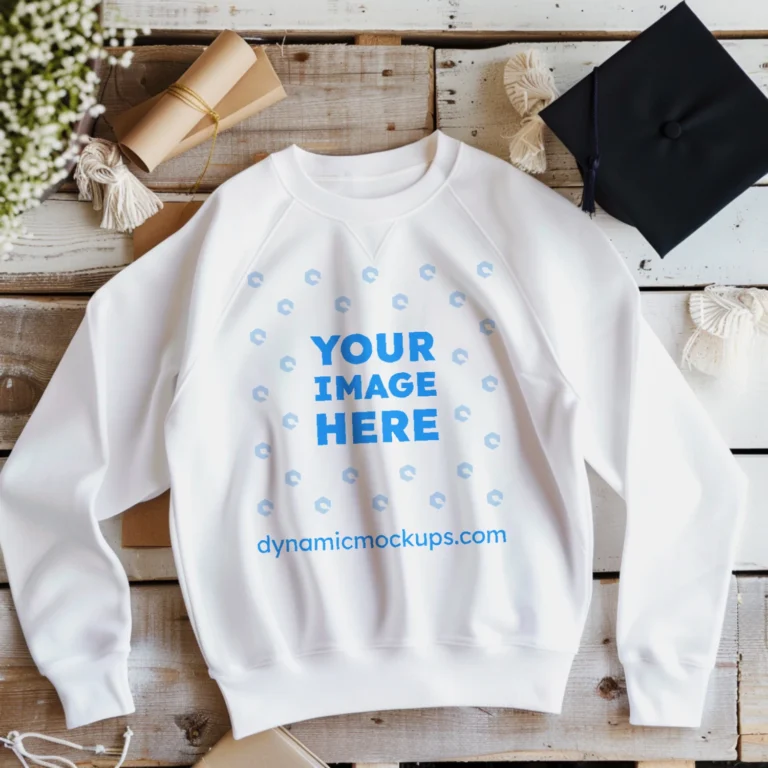 Flat Lay White Sweatshirt Mockup Front View Template