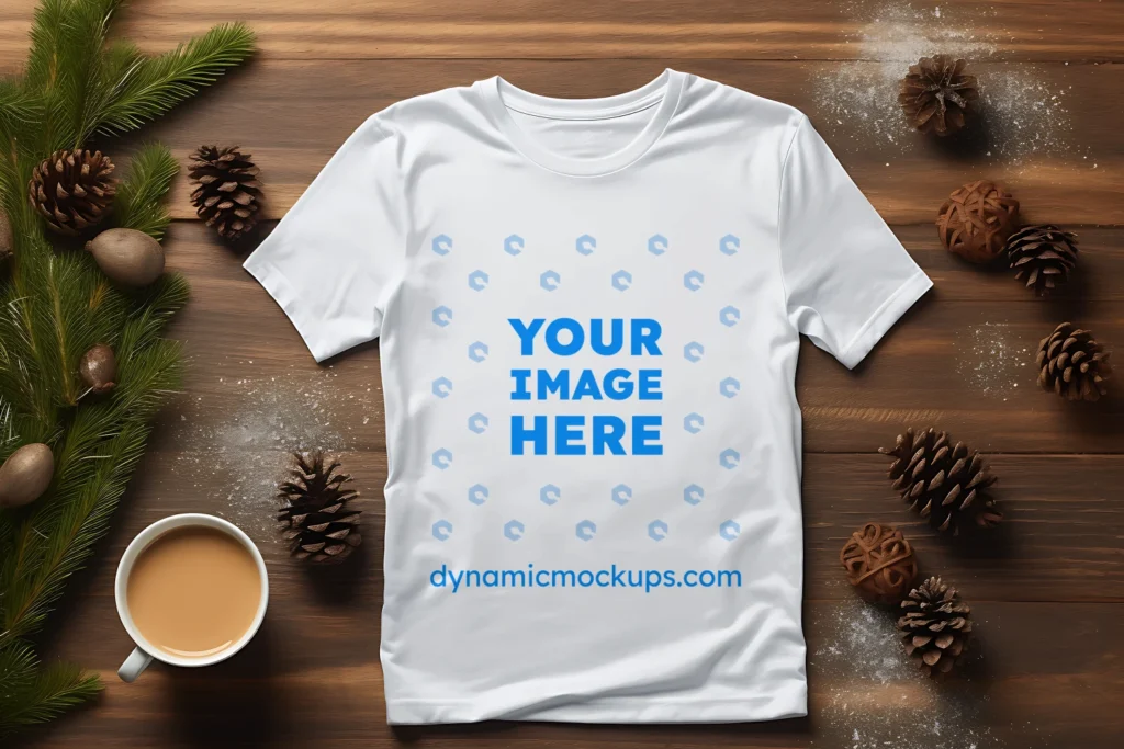 Flat Lay White T-shirt Mockup Front View Template