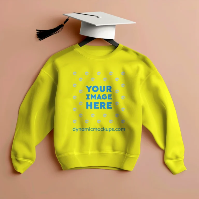 Flat Lay Yellow Sweatshirt Mockup Front View Template