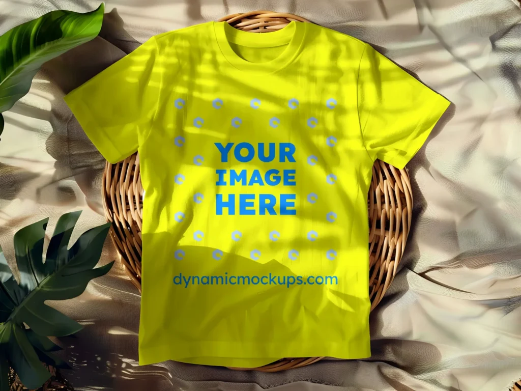 Flat LayYellow T-shirt Mockup Front View Template