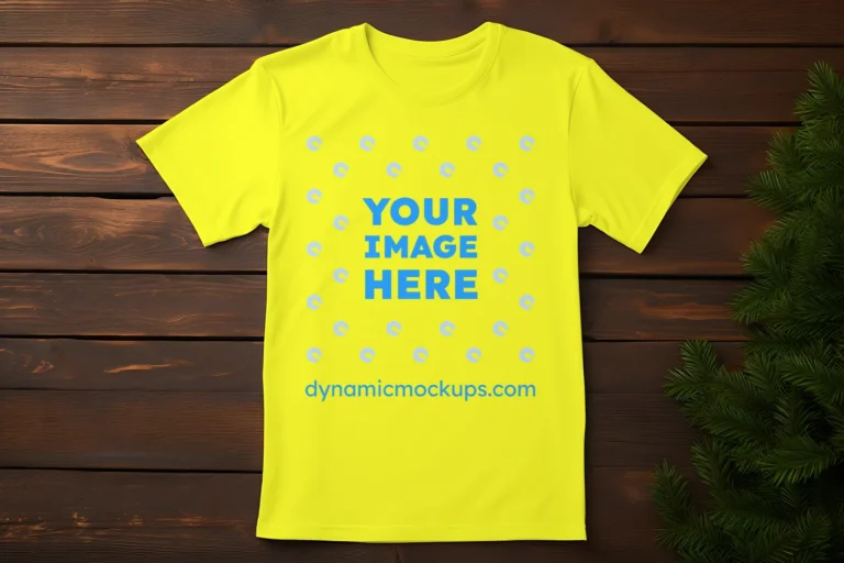 Flat Lay Yellow T-shirt Mockup Front View Template