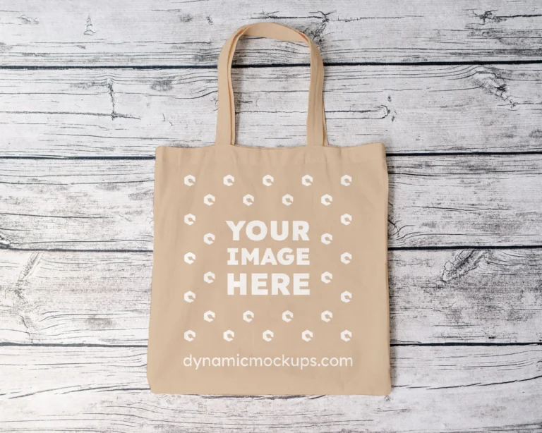 Beige Canvas Tote Bag Mockup Front View Template