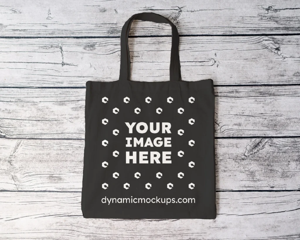 Black Canvas Tote Bag Mockup Front View Template