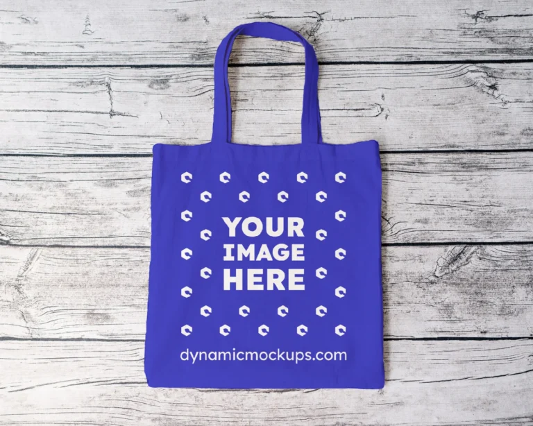 Blue Canvas Tote Bag Mockup Front View Template