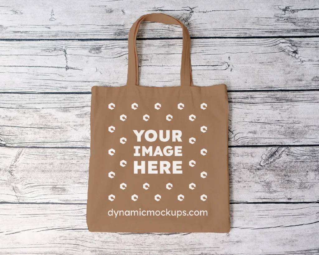 Brown Canvas Tote Bag Mockup Front View Template