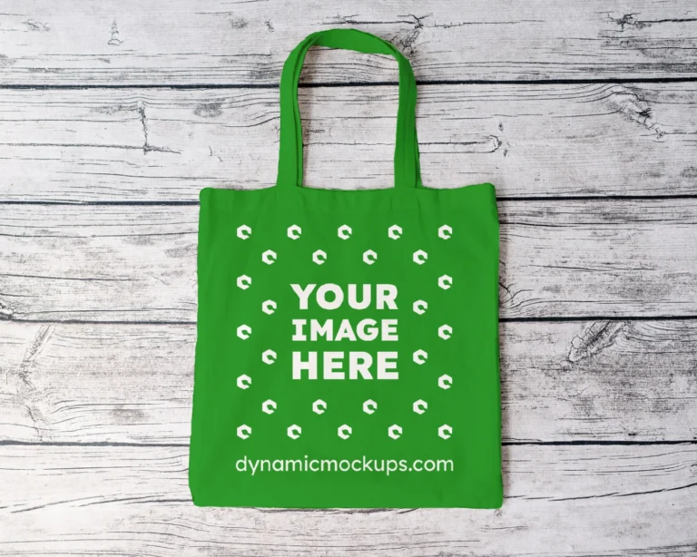 Green Canvas Tote Bag Mockup Front View Template