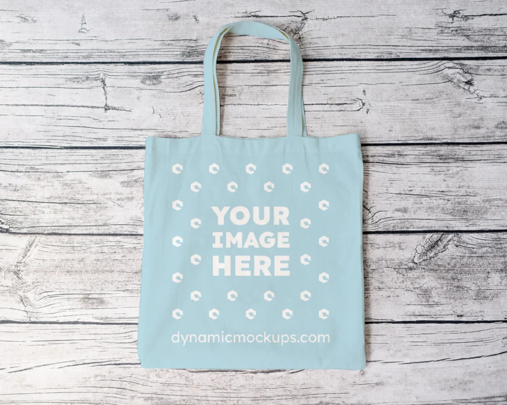 Light Blue Canvas Tote Bag Mockup Front View Template