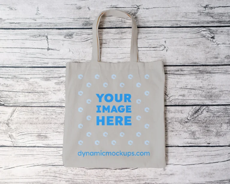 Light Gray Canvas Tote Bag Mockup Front View Template