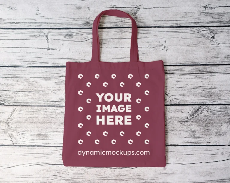 Maroon Canvas Tote Bag Mockup Front View Template