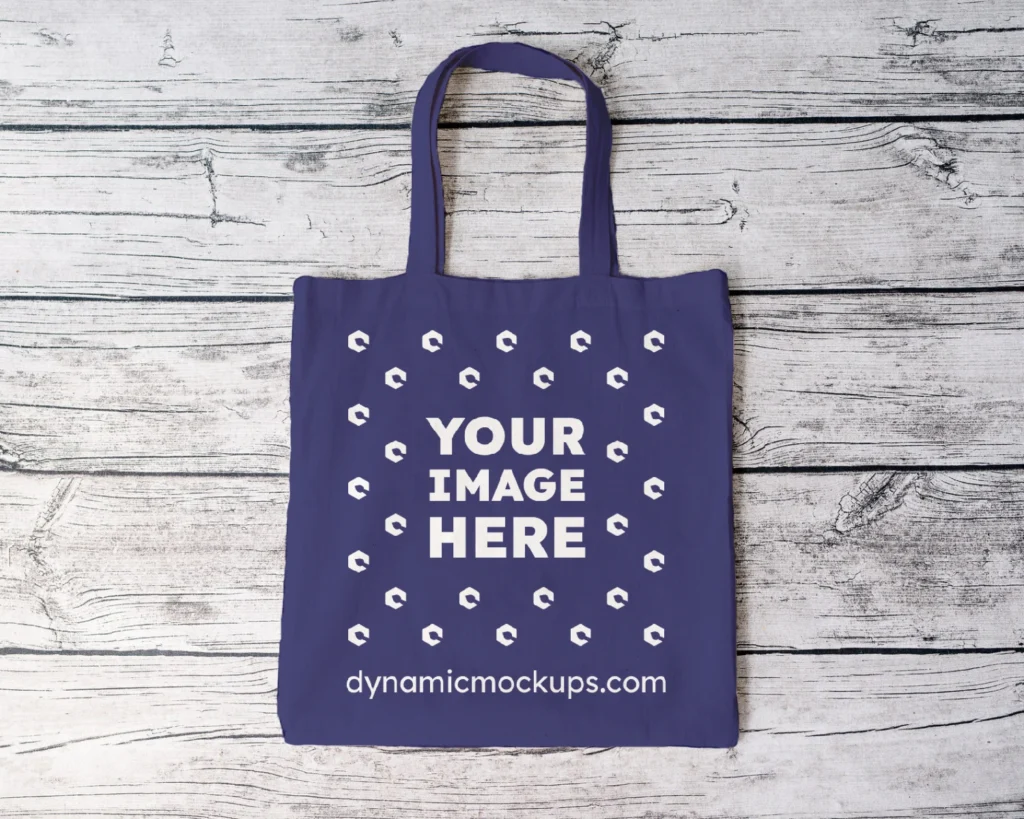 Navy Blue Canvas Tote Bag Mockup Front View Template