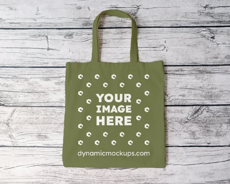 Olive Green Canvas Tote Bag Mockup Front View Template