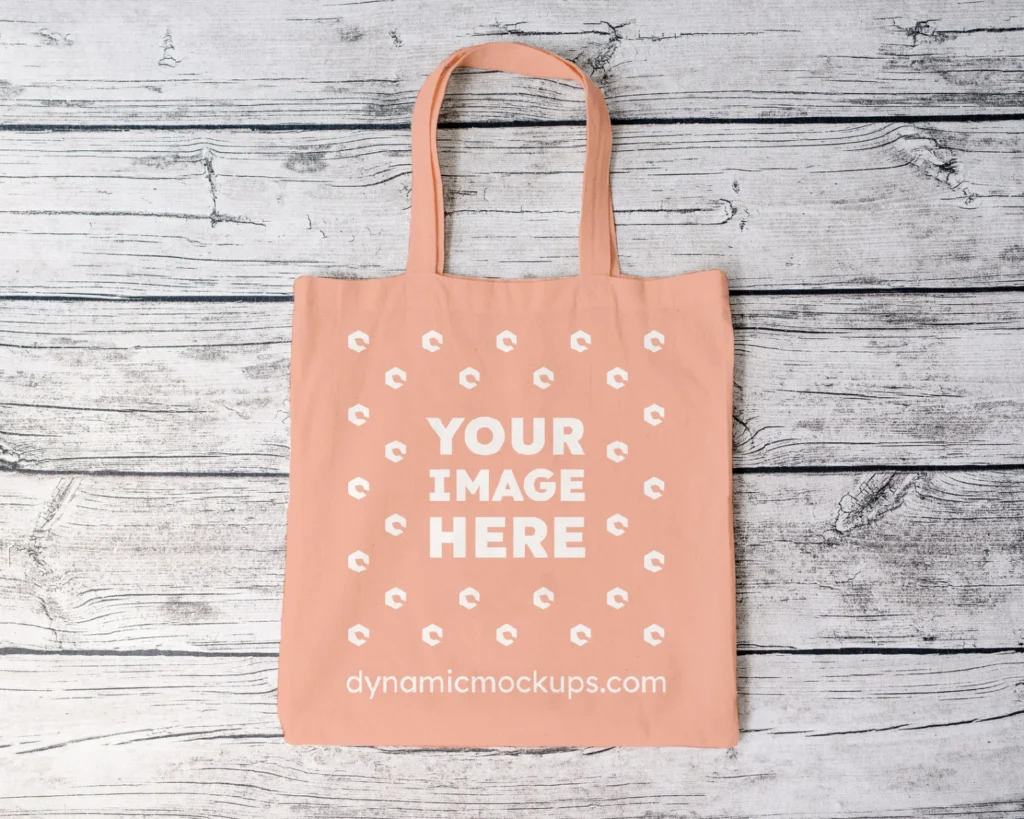 Peach Canvas Tote Bag Mockup Front View Template