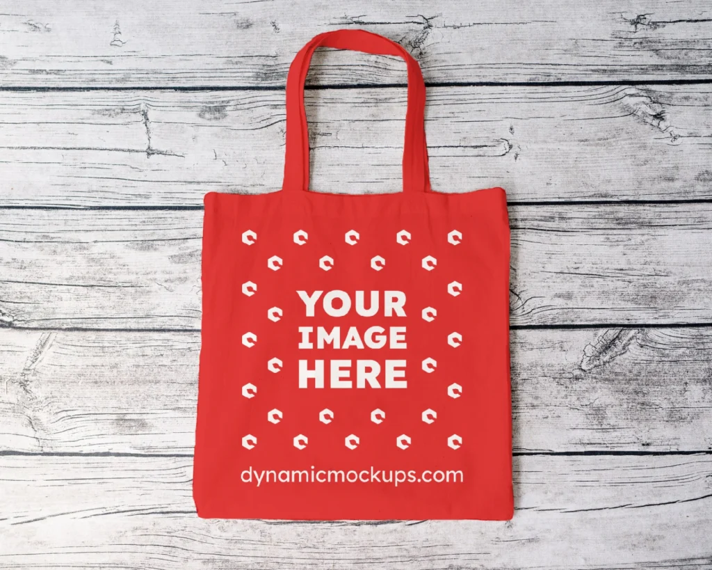 Red Canvas Tote Bag Mockup Front View Template