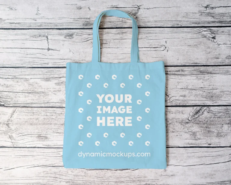 Sky Blue Canvas Tote Bag Mockup Front View Template