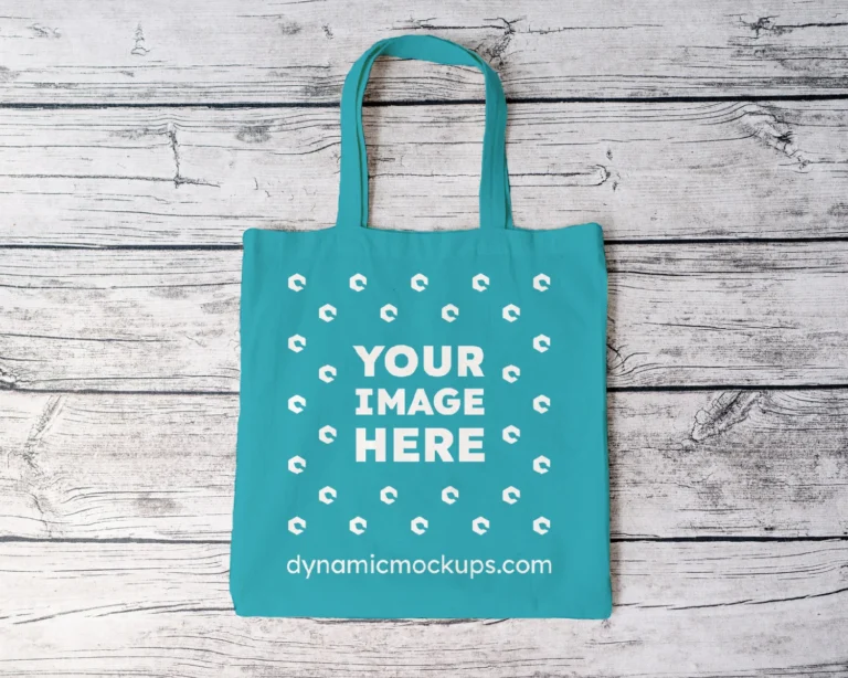 Teal Canvas Tote Bag Mockup Front View Template