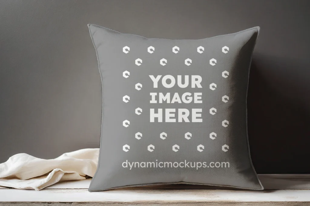 Gray Square Pillow Cover Mockup Template