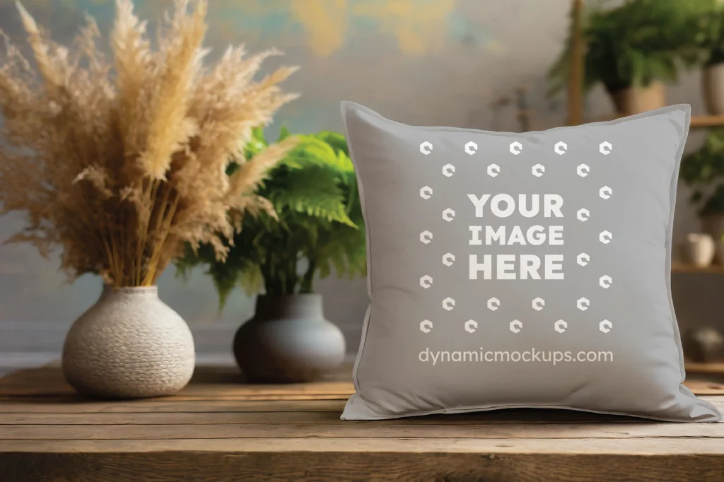 Gray Square Pillow Cover Mockup Template