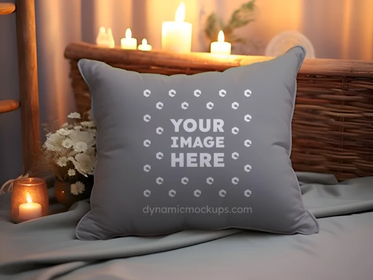 Gray Square Pillow Cover Mockup Template