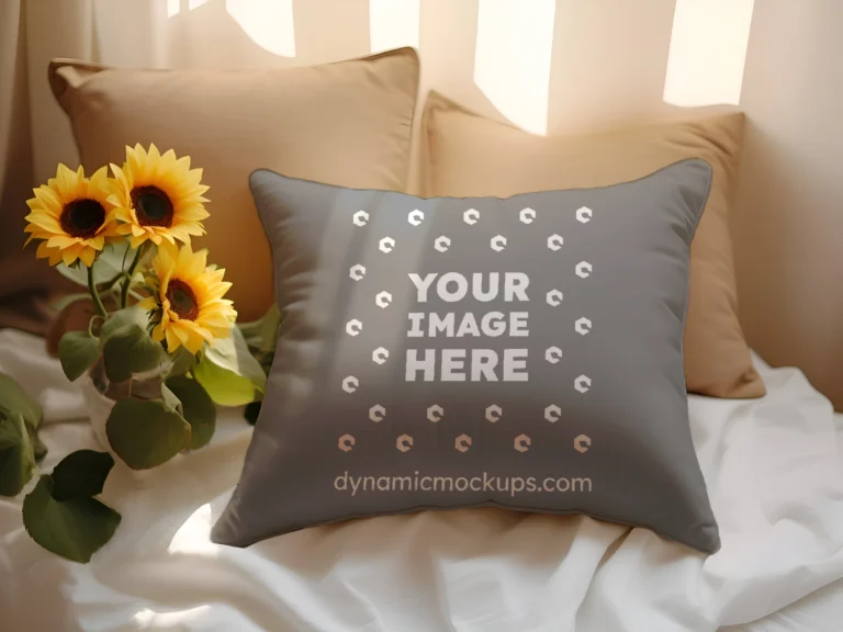 Gray Square Pillow Cover Mockup Template