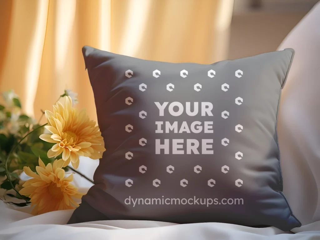 Gray Square Pillow Cover Mockup Template