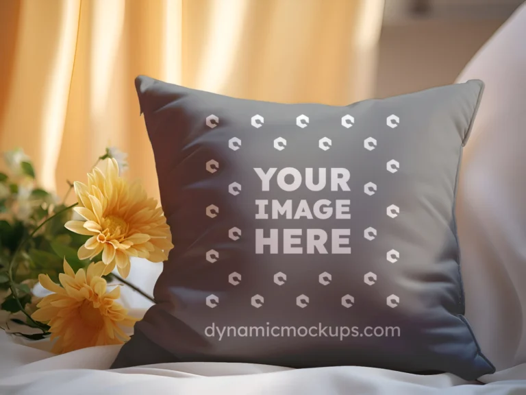 Gray Square Pillow Cover Mockup Template