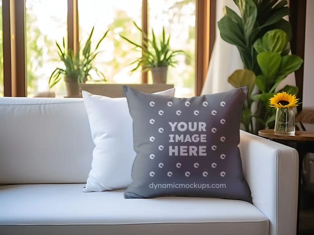 Gray Square Pillow Cover Mockup Template