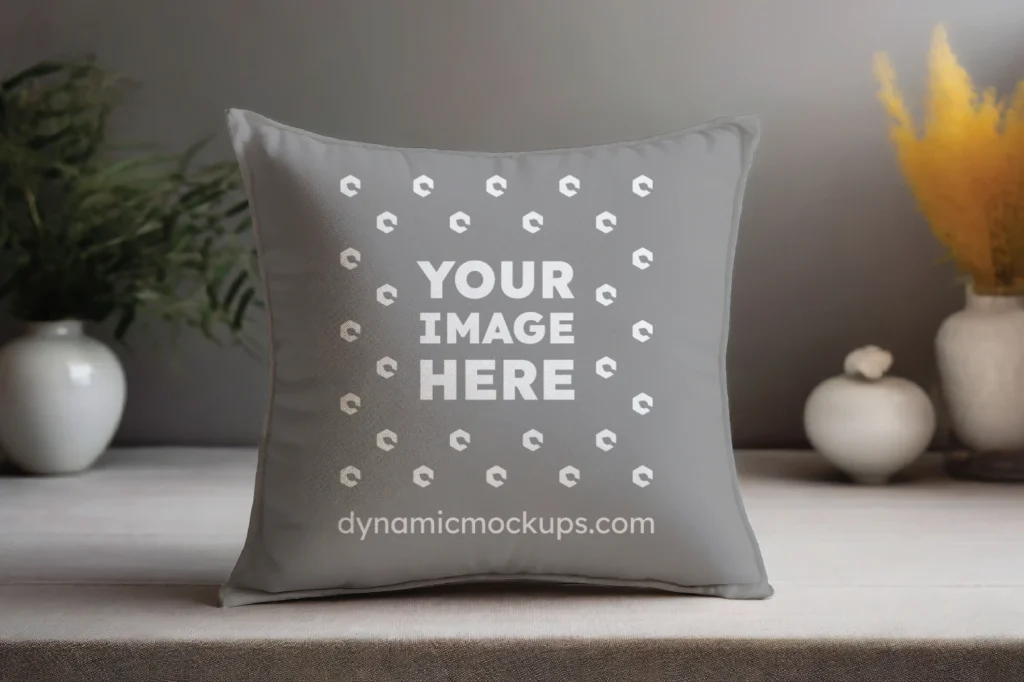 Gray Square Pillow Cover Mockup Template