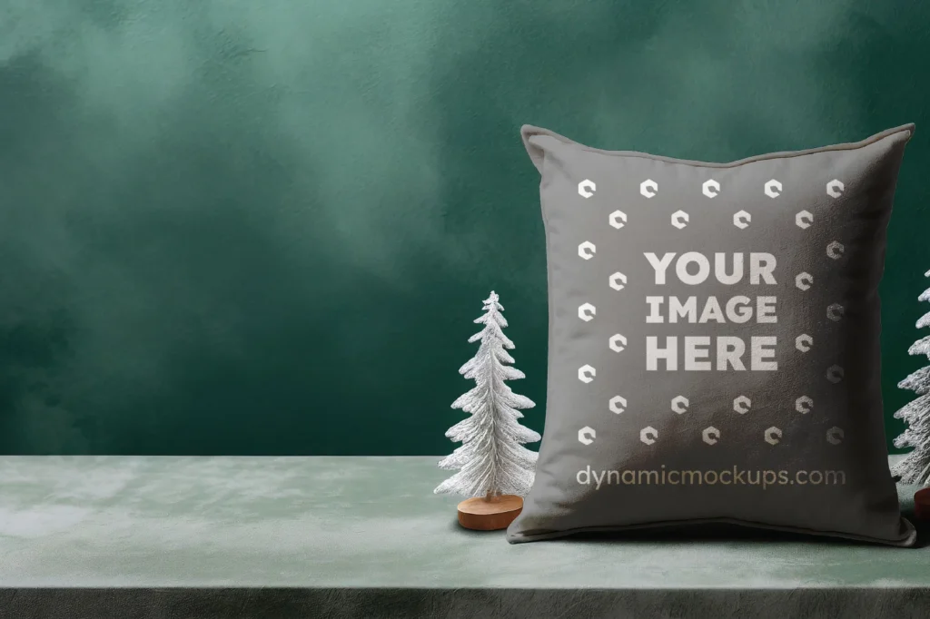 Gray Square Pillow Cover Mockup Template