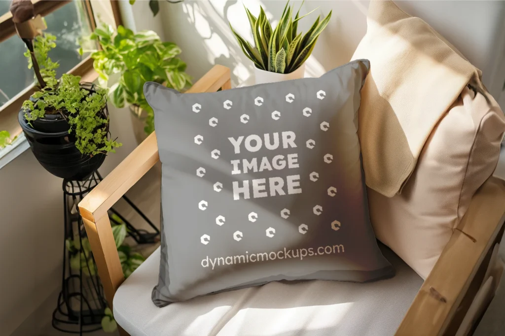 Gray Square Pillow Cover Mockup Template