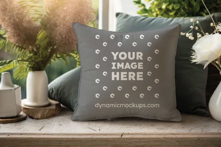 Gray Square Pillow Cover Mockup Template