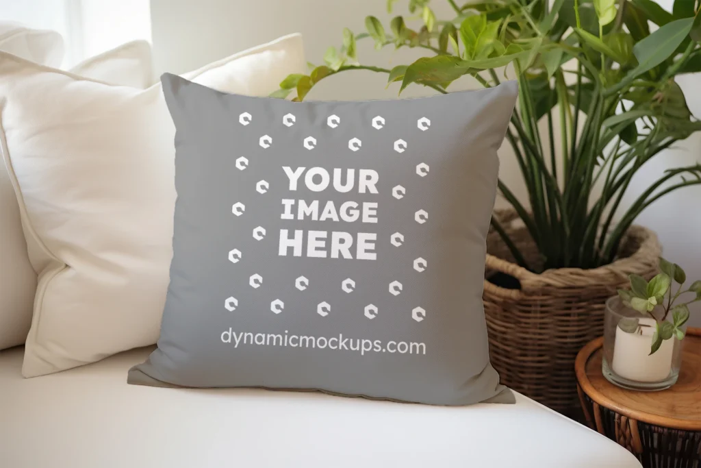 Gray Square Pillow Cover Mockup Template