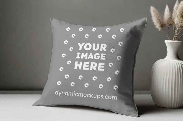 Gray Square Pillow Cover Mockup Template