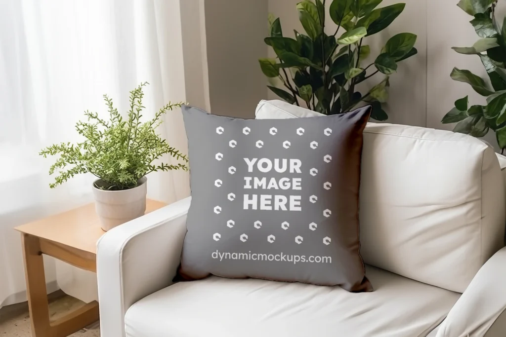 Gray Square Pillow Cover Mockup Template