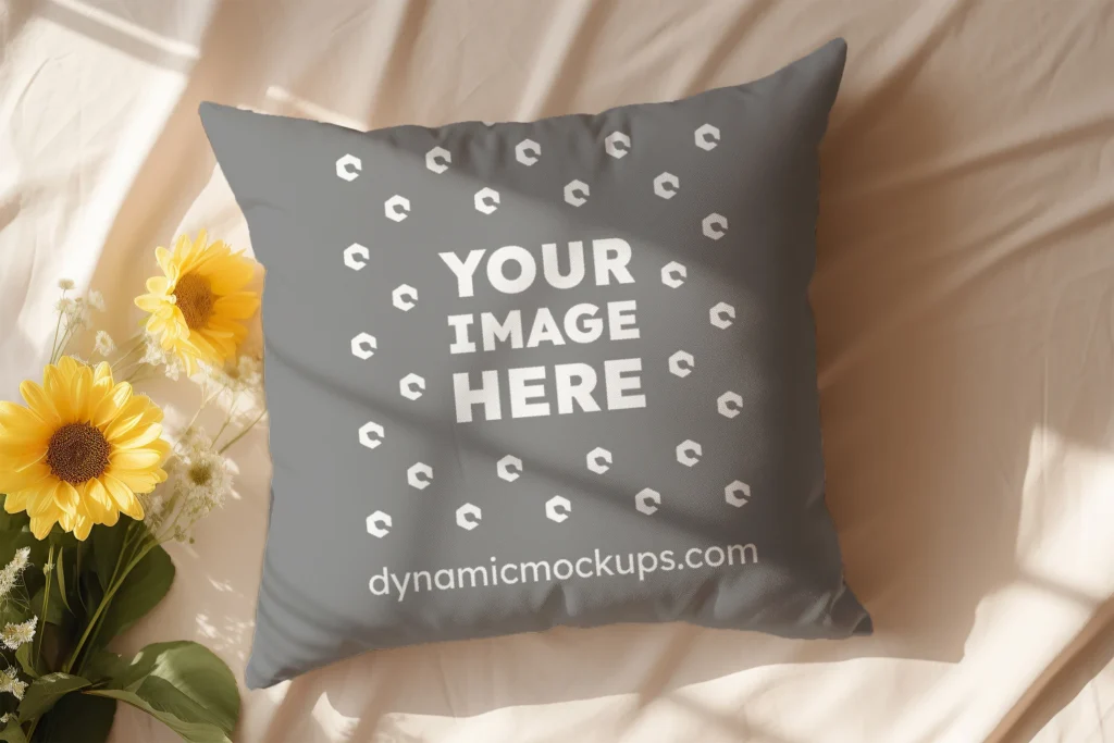 Gray Square Pillow Cover Mockup Template